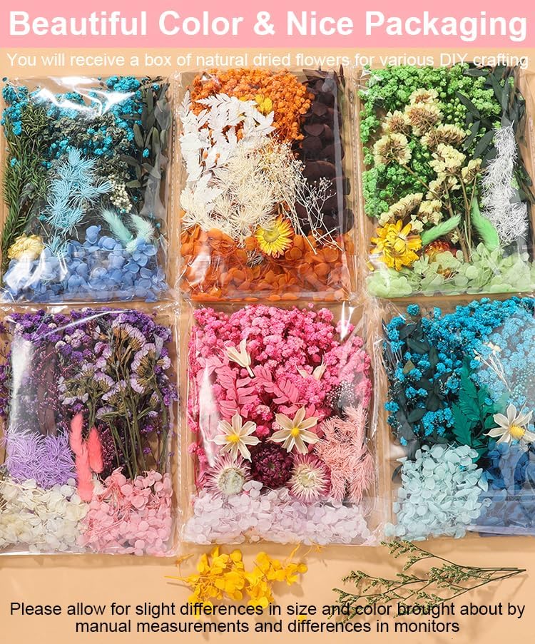Real Dried Flowers for Crafts, Natural Dry Flowers for Crafts Mixed Natural Pressed Flowers, Small Dried Flowers for Resin Dry Flowers for Candle Making (Purple 1)