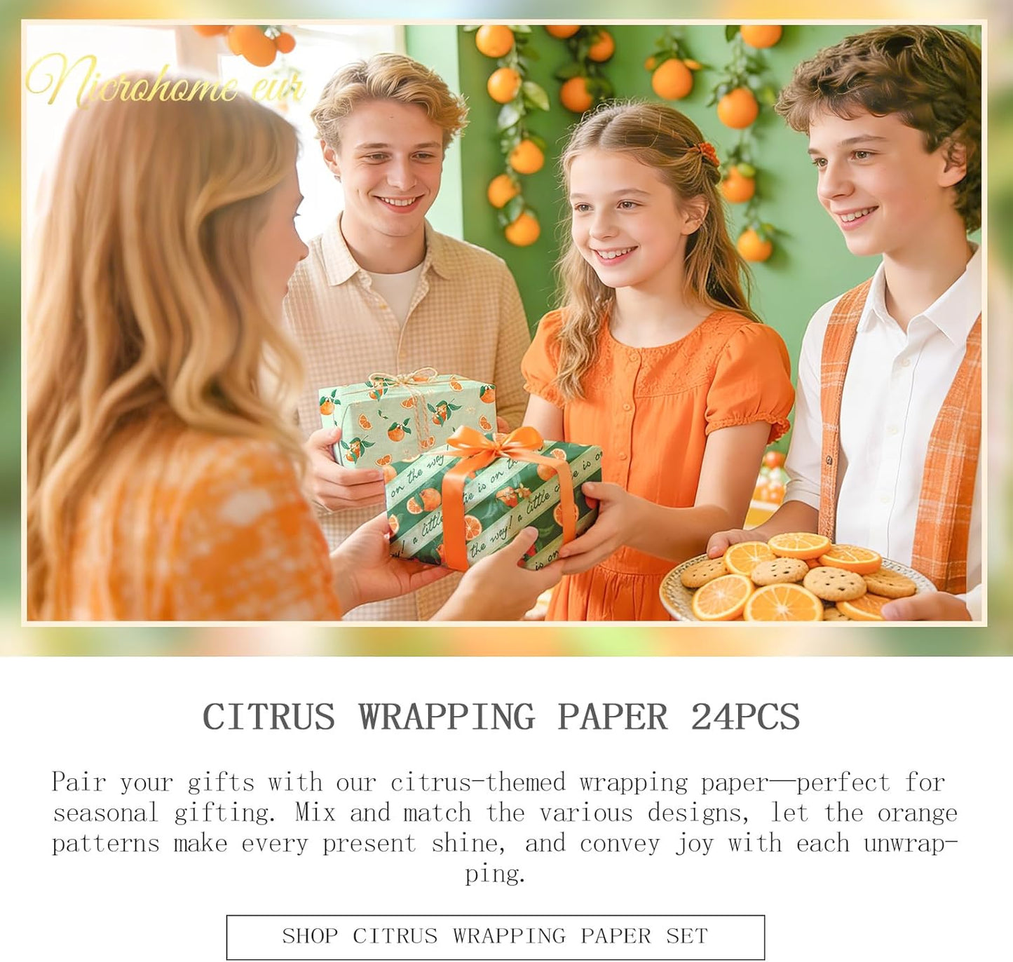 Little Cutie Baby Shower Decoration Tissue Paper for Gift Bag | 24 Sheets Orange Green Citrus print Gift Tissue Wrapping Paper for Birthday, Summer Party, Fruit Party Craft Wrapping