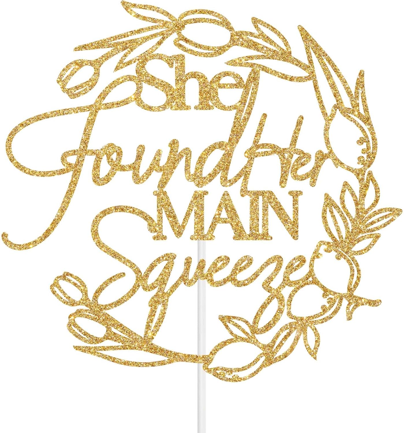 She Found Her Main Squeeze Cake Topper, Lemon Squeeze Bridal Shower Decorations, Summer Fruit Lemon Engagement Bachelorette Wedding Party Decoration Supplies Gold Glitter