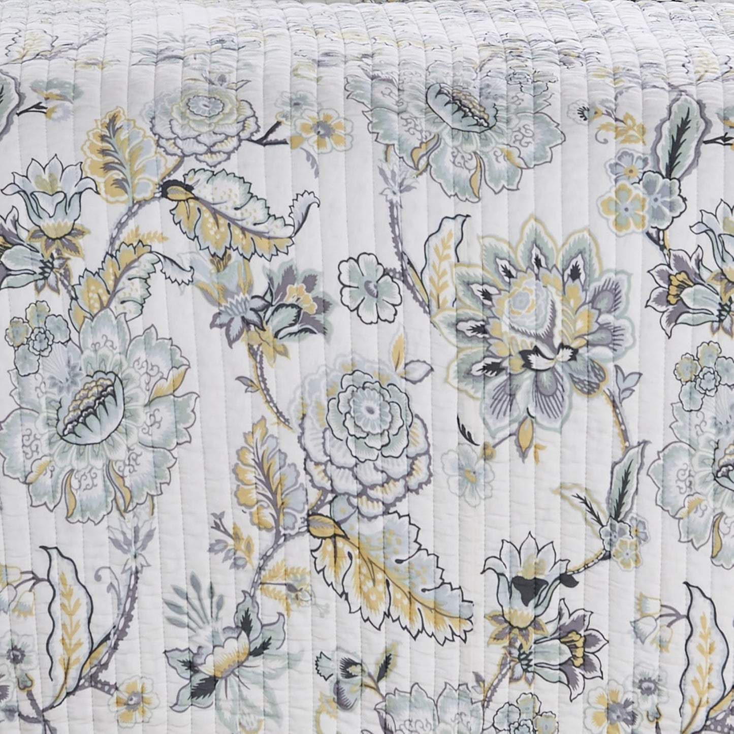 Ophelia Spa Reversible King/Cal King Quilt Set (106x92in) and 2 Pillow Shams (36x20in) - Bedding - Blue, Yellow, White - Rayon King Size Quilt Bedding Set - Lightweight, Soft, Pre-Washed