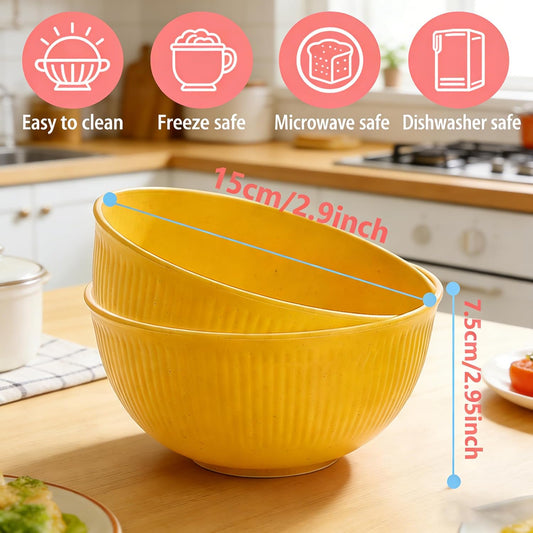 26 OZ Wheat Straw Bowls Set, Unbreakable Reusable Cereal Bowls, Microwave & Dishwasher Safe, BPA Free Lightweight Bowls for Oatmeal, Soup, Salad & Chili (Yellow)