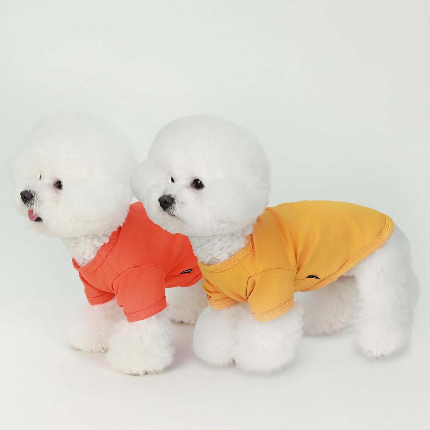 Dog Shirts Breathable Cotton Dog Clothes Stretchy T-Shirt for Small Medium Large Dogs Cat Shirt Soft Puppy Outfit Kitten Apparel Pet Pullover Tee Blank Sweatshirt 2-Pack Yellow & Orange 2XL