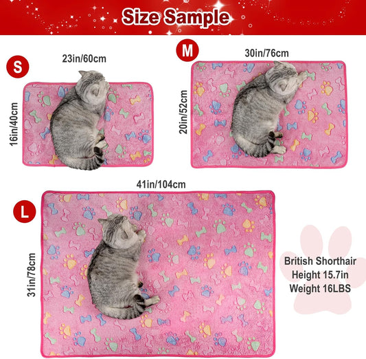 1 Pack 3 Dog Blankets, Soft Fluffy Fleece Pet Blanket Warm Sleep Mat Paw Print Design Puppy Kitten Throw Blanket Doggy Mat, Blanket for Dogs