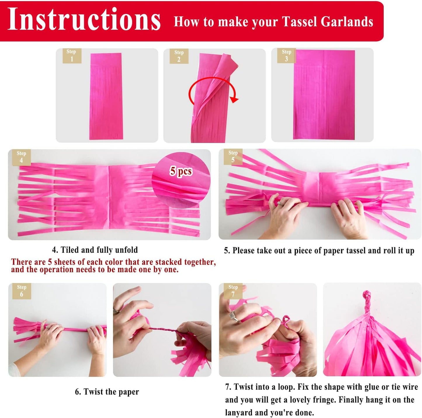 Light Yellow Tissue Paper Tassels Garland Banner for Party Birthday Wedding Decoration Baby Shower Table Decor Balloon (20 Pcs)