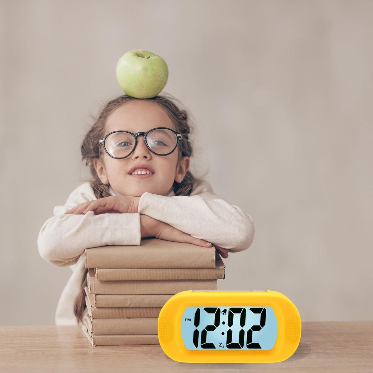 Kids Alarm Clock Large Digital LCD Travel Alarm Clocks with Snooze and Night Light - Ascending Sound and Handheld Size - Best Gift for Kids (Yellow)