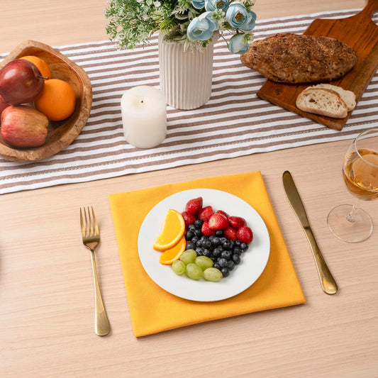 Solid Cloth Napkins Set of 6 Golden Yellow 100% Cotton Dinner Napkins 18x18 inches - Soft, Reusable, Absorbent & Washable, Ideal for Wedding Events Farmhouse Parties Hotel & Everyday Use