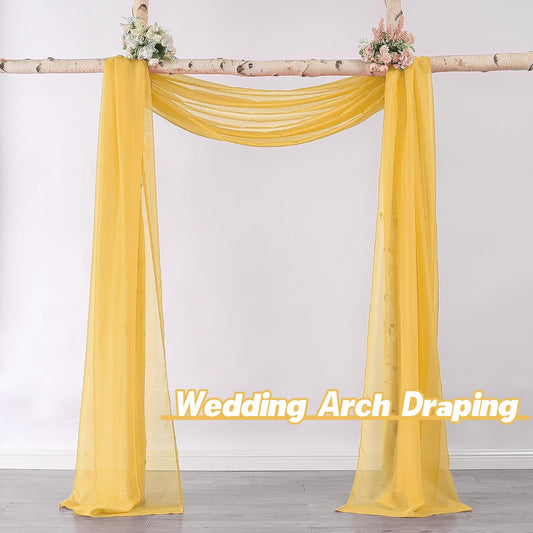 Amber Yellow Sheer Curtains Sheer Curtains Scarf Home Decoration - Semi Voile Scarf Valance for Wedding (1 Pack,W 52 x L 144 Inch)