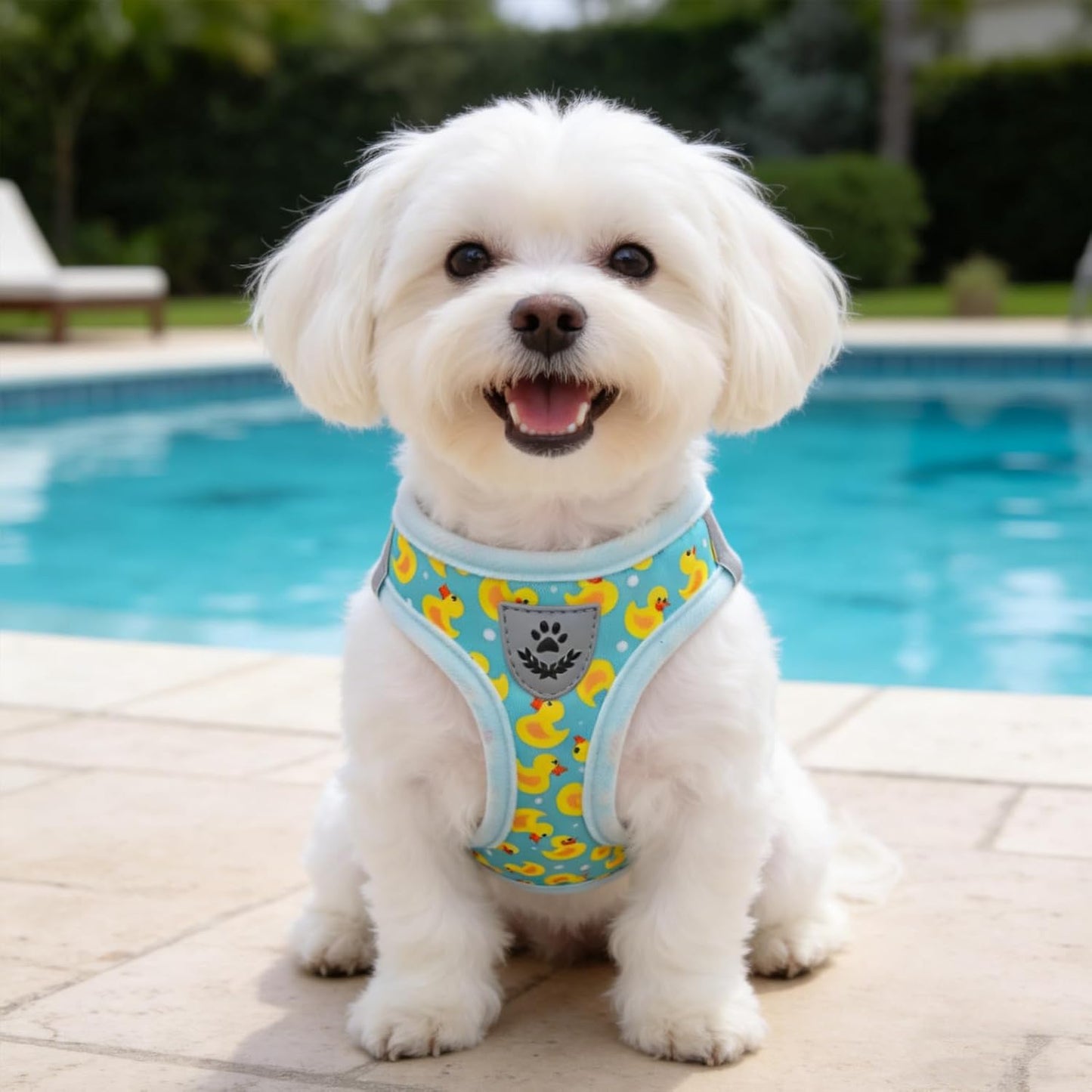 Small Dog Harness and Leash Collar Set, Step in Soft Light Puppy Vest, Breathable Pet Harness for Small Sized Dogs, No Chock Reflective for Safe Outdoor Walking, Yellow Duck M