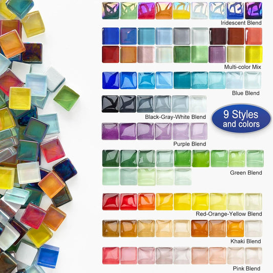 1200pcs Red Orange Yellow Mix Crystal Glass Mosaic Tiles β 0.4 Inch Square Bulk Mosaic Supplies for Crafts & DIY Projects