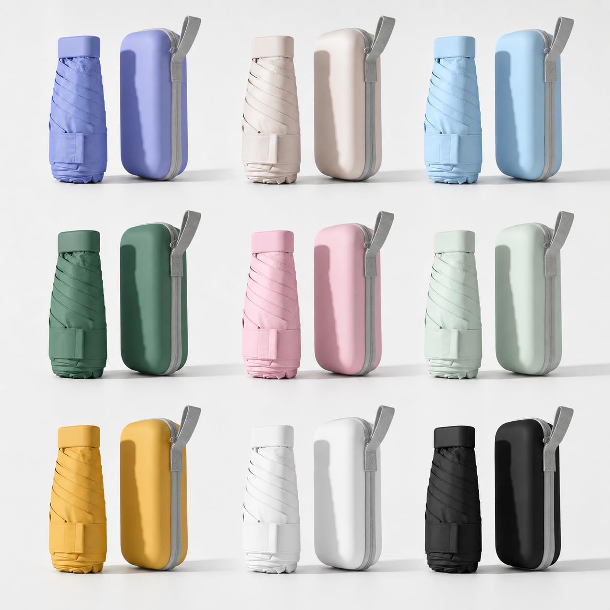 Mini Travel Umbrella, UPF 50+ UV Sun Protection | Compact 6-rib sun parasol for purses and travel; lightweight shade for walking, commuting, and light rain.
