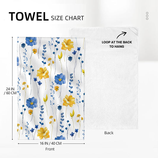Blue Yellow Flower Kitchen Dish Towels Set of 2, Soft Absorbent Watercolor Floral Hand Towel Tea Towels for Kitchen Spring Summer Home Decor,Housewarming Gifts for New Home Women, 16x24 inch
