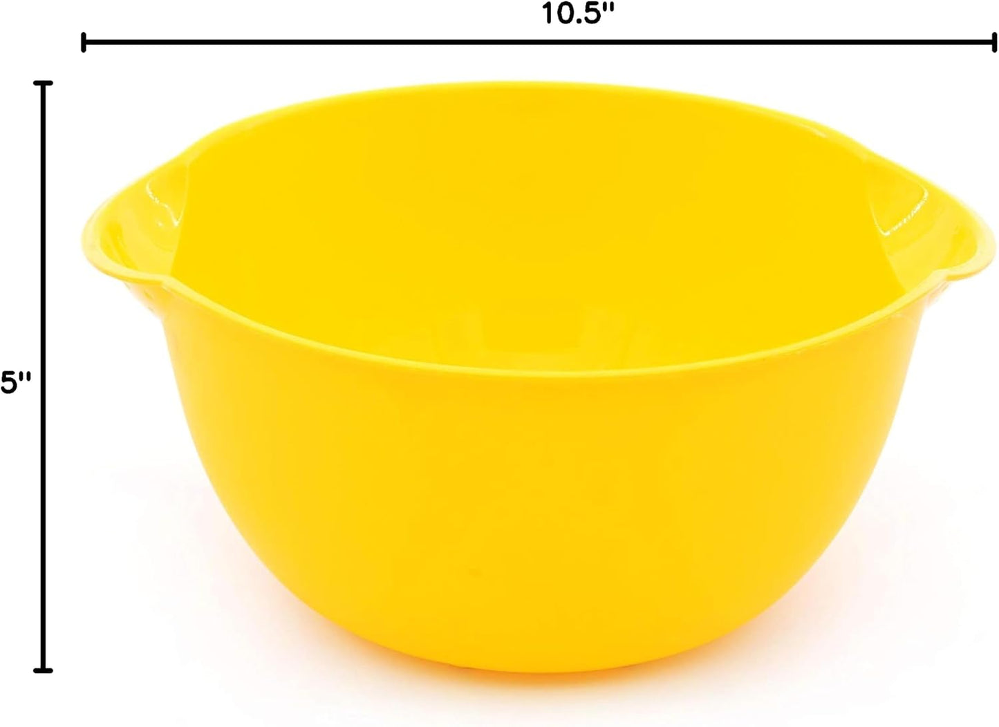 Home Mixing Bowl w/Colander (Large 4.5L, Yellow) - For Washing & Draining Fruits And Vegetables - Heavy Duty Plastic for Baking, Cooking Supplies - Dishwasher Safe