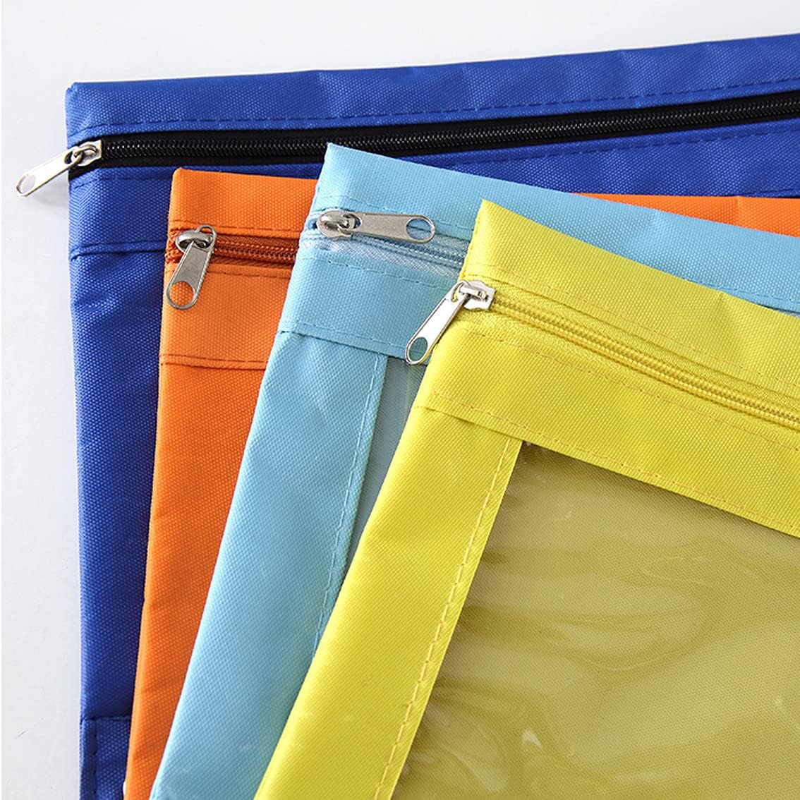 Zippered Pen Pencil Binder Pouch | 3 Rings with Clear Window for School Classroom Organizers 8 Pcs (yellow)