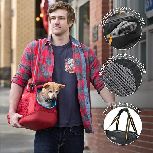 Explorer Dog Travel Carrier | Soft Sided Pet Carrier Bag | Duffle Bag Carrier for Dogs | Water-Resistant | Airline Compliant | For Cats & Small Dogs | Up t
