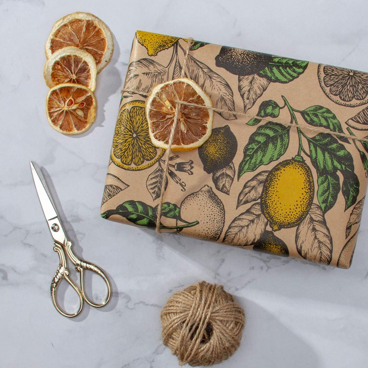 Kraft Wrapping Paper Roll - Lemon Design Great for Summer, Holiday and Special Occasion Wrap - 24 inches X 100 feet