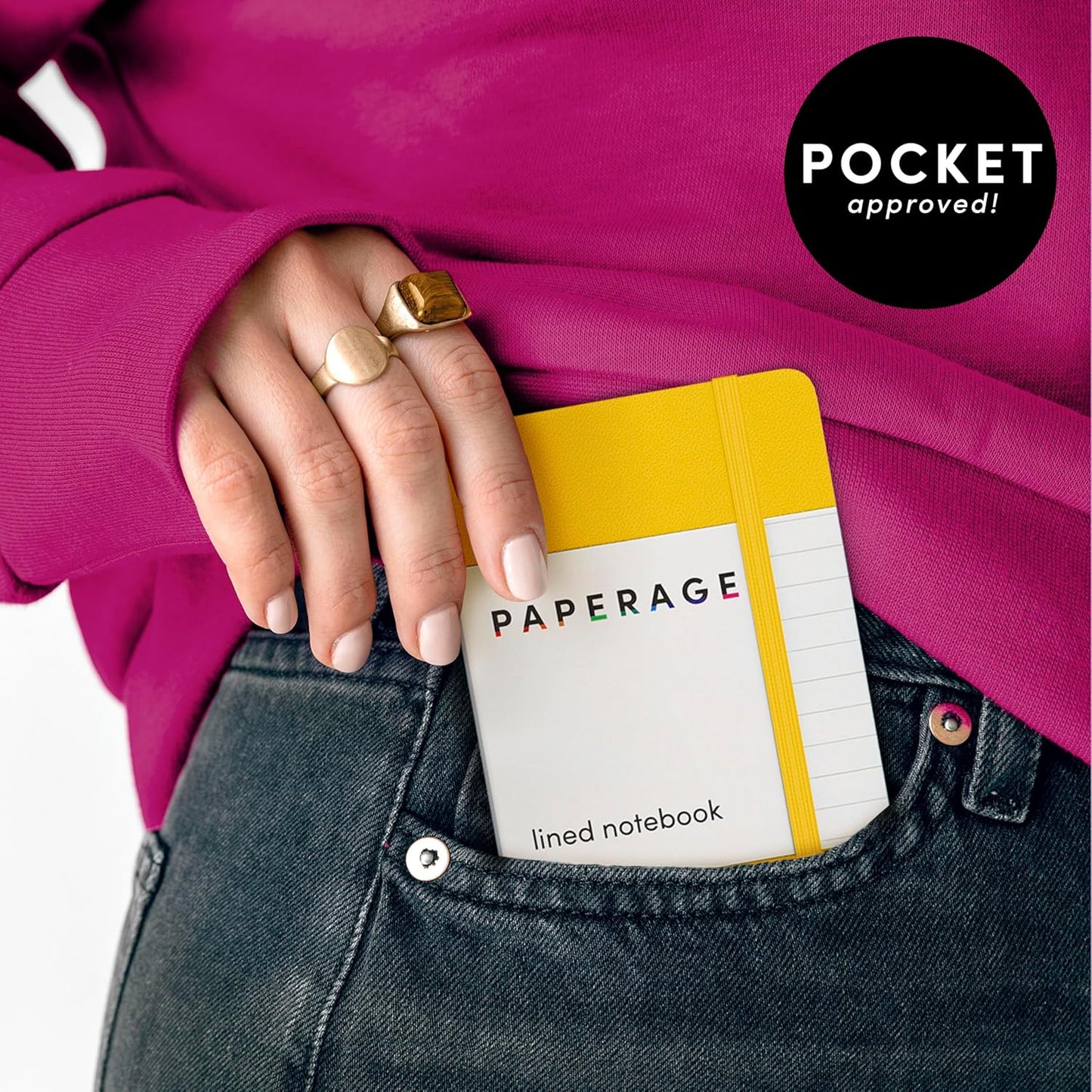 Lined Pocket Journal Notebook, 1 Pack, (Yellow), 160 Pages, Small, 3.6 inches x 5.6 inches - 100 GSM Thick Paper, Hardcover