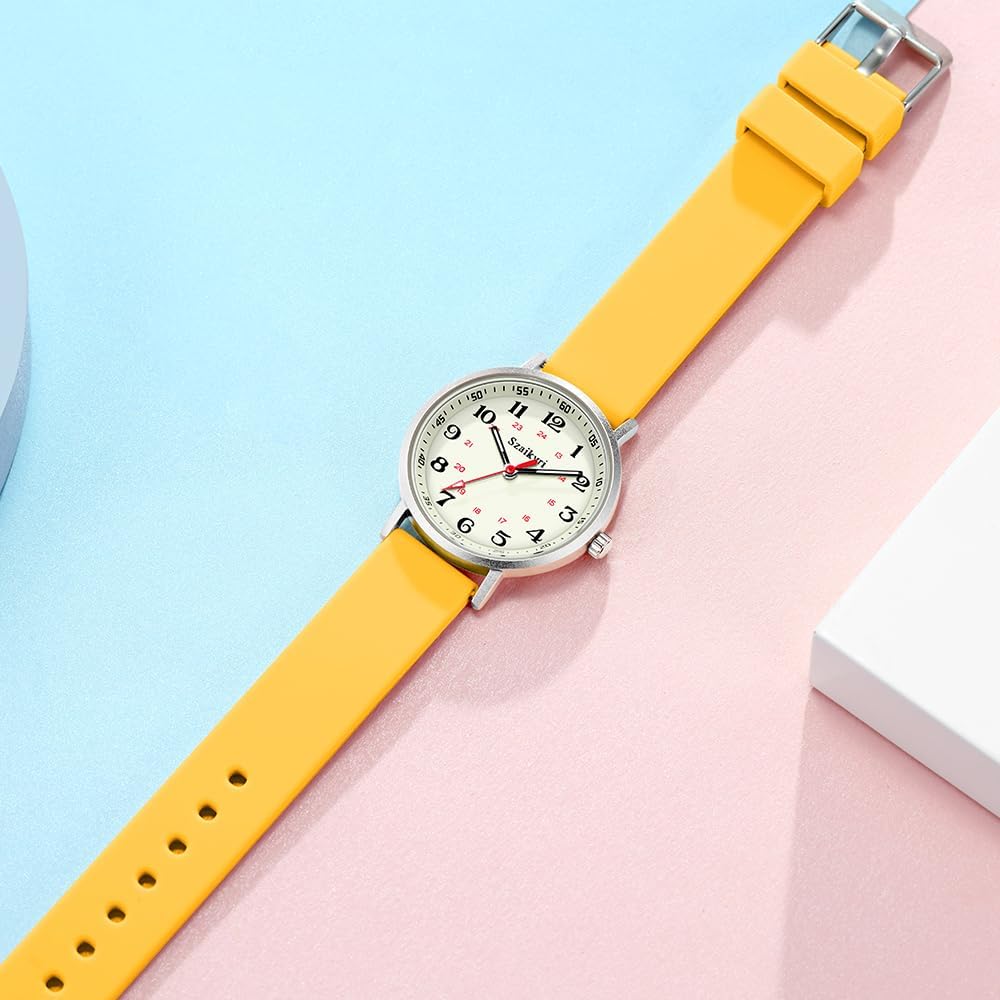 Nurse Watches for Women Easy Read Luminous Dial | Ultra Thin Design | Water and Sweat Resistant | Durable Silicone Band | Japanese Precise Movement | 24 Hour Military Time