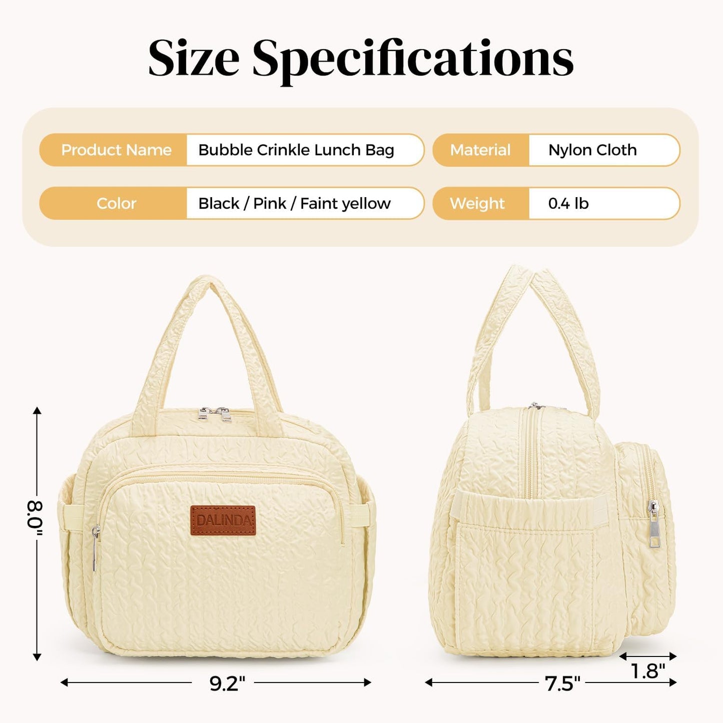 Lunch Box Lunch Bag for Women Men, Insulated Lunch Bags, Reusable Bubble Crinkle Cute Lunchbox Lunchbag Small Cooler Tote Bag for Work, Travel, Picnic, Camping