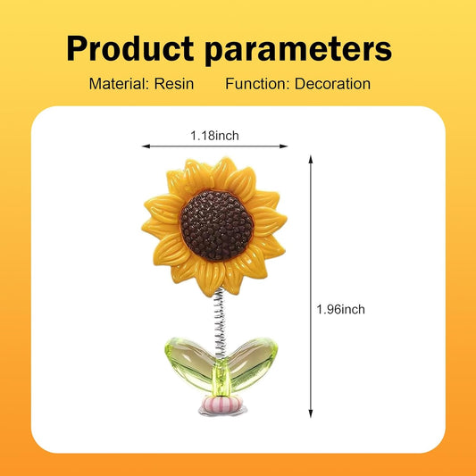 10 PCS Shaking Sunflower Ornaments, Cute Shaking Head Sunflower Decorations for Car Dashboard, Funny Rearview Mirror & Steering Wheel Decoration Accessory (Yellow#Style 1)