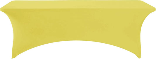 Spandex Table Cover - Fitted 8ft Rectangular Tablecloth, Stretch Patio Cover, Universal for Wedding, Banquet, Party (Yellow)