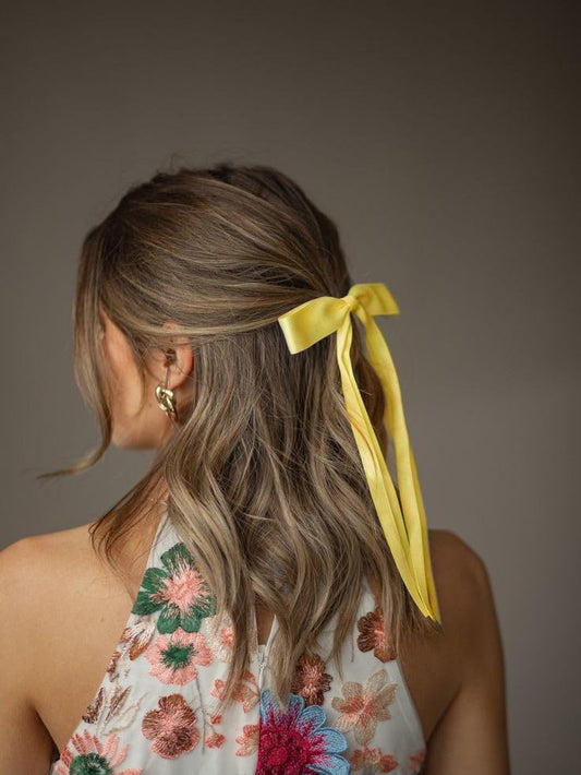 Yellow Hair Bow Clips Yellow Ribbon Hair Accessories for Women Girls | Hair clips | Stays In Place Without Pulling or Snagging