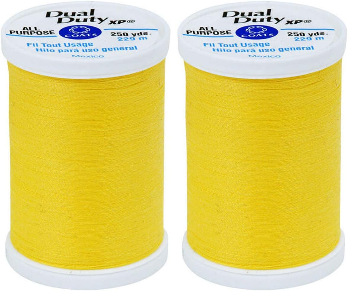 Coats 2-Pack Bundle - Dual Duty XP General Purpose Thread 250yds Each - Sun Yellow (S910-7250)