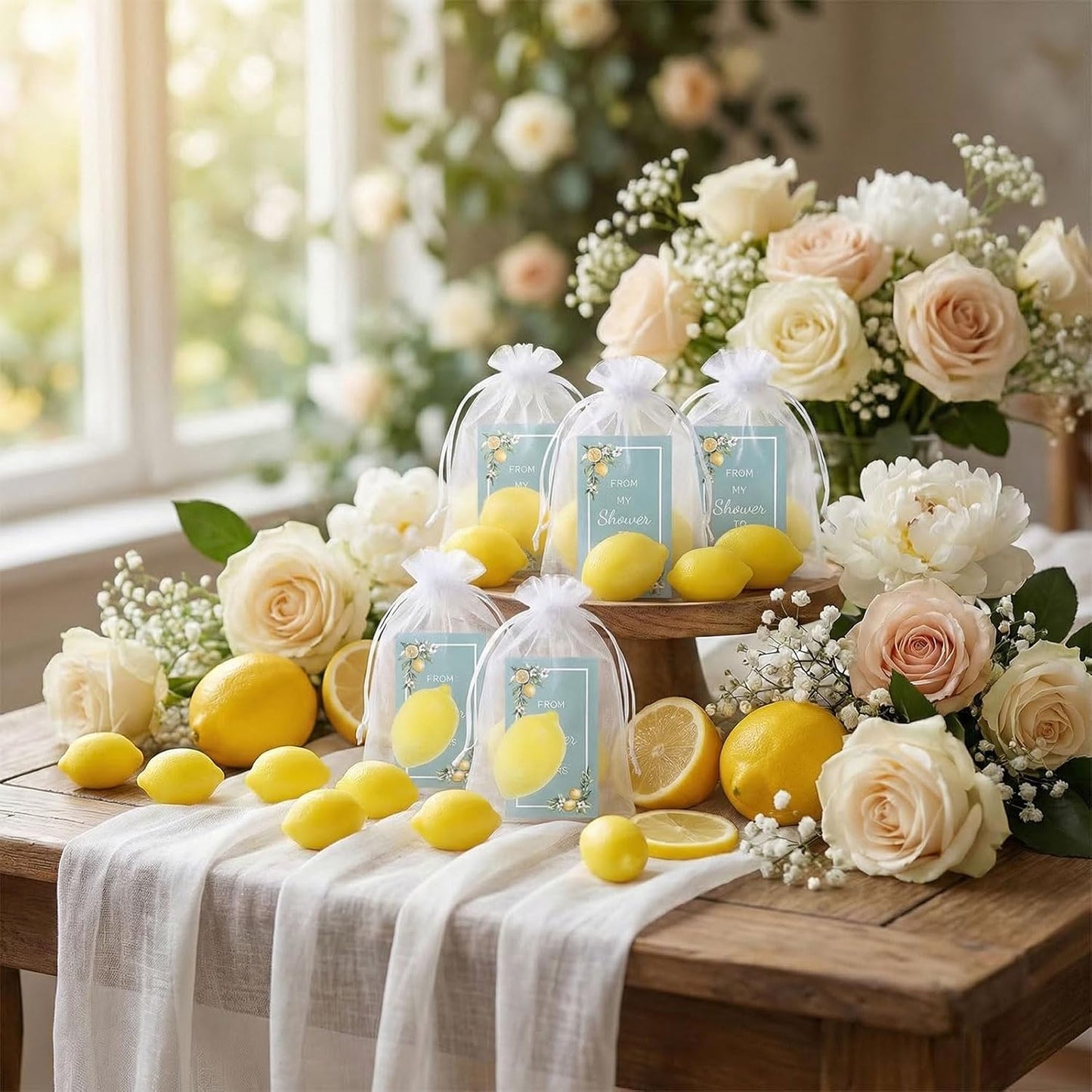 50 Set Wedding Lemon Soap Favors, Bridal Shower Favors Lemon Party Favors Natural Soap Bar Wedding Gifts with from My Shower to Yours Cards and White Gauze Bags