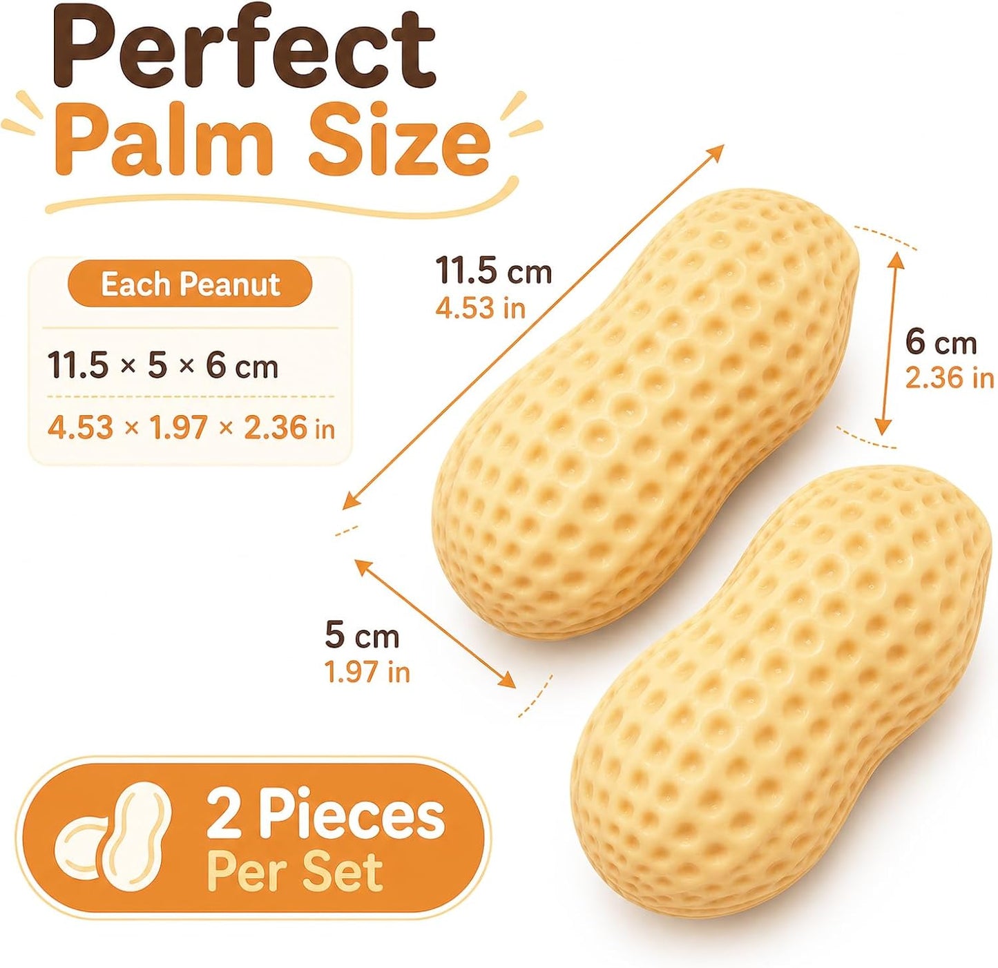 2 Pack Crunchy Peanut Squishy Toys, Fidget Set | ASMR Squishy Toys, Crisp Crunchy Sound, 4.5in Realistic Food Shaped Decompression Squeeze