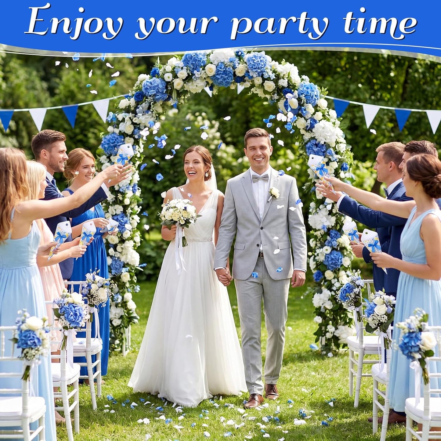 50 Set Wedding Confetti Cones Capri Lemon Cards Pretied Bows Satin Ribbons Paper Petal Toss Cones for Flower Wedding Bridal Shower Party Decorations