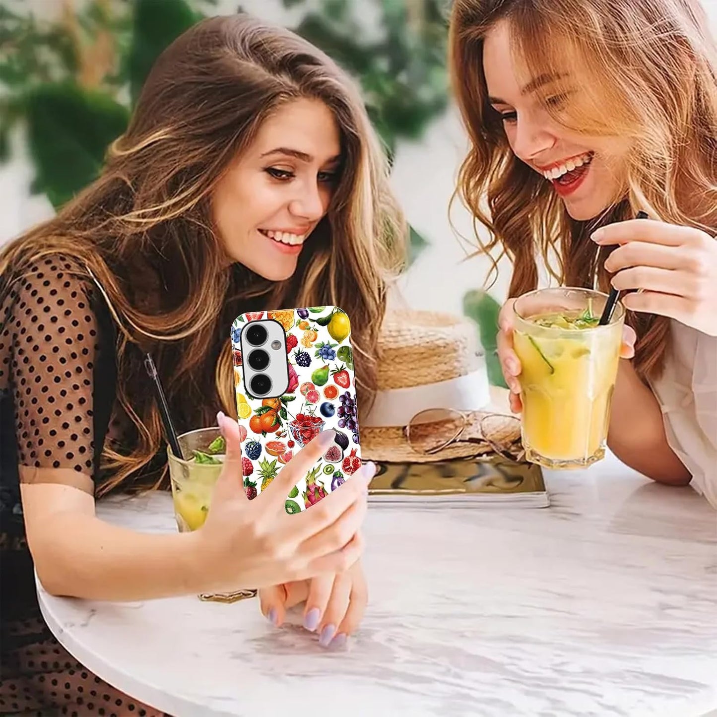 Cute Various Summer Fruits Pattern Phone Case for Samsung Galaxy A16 5G 6.7", Lovely Lemon Citrus Fruit Collage Print Phone Cases Hybrid 2-Layer Hard Shell Protective Cover for Girls Boys