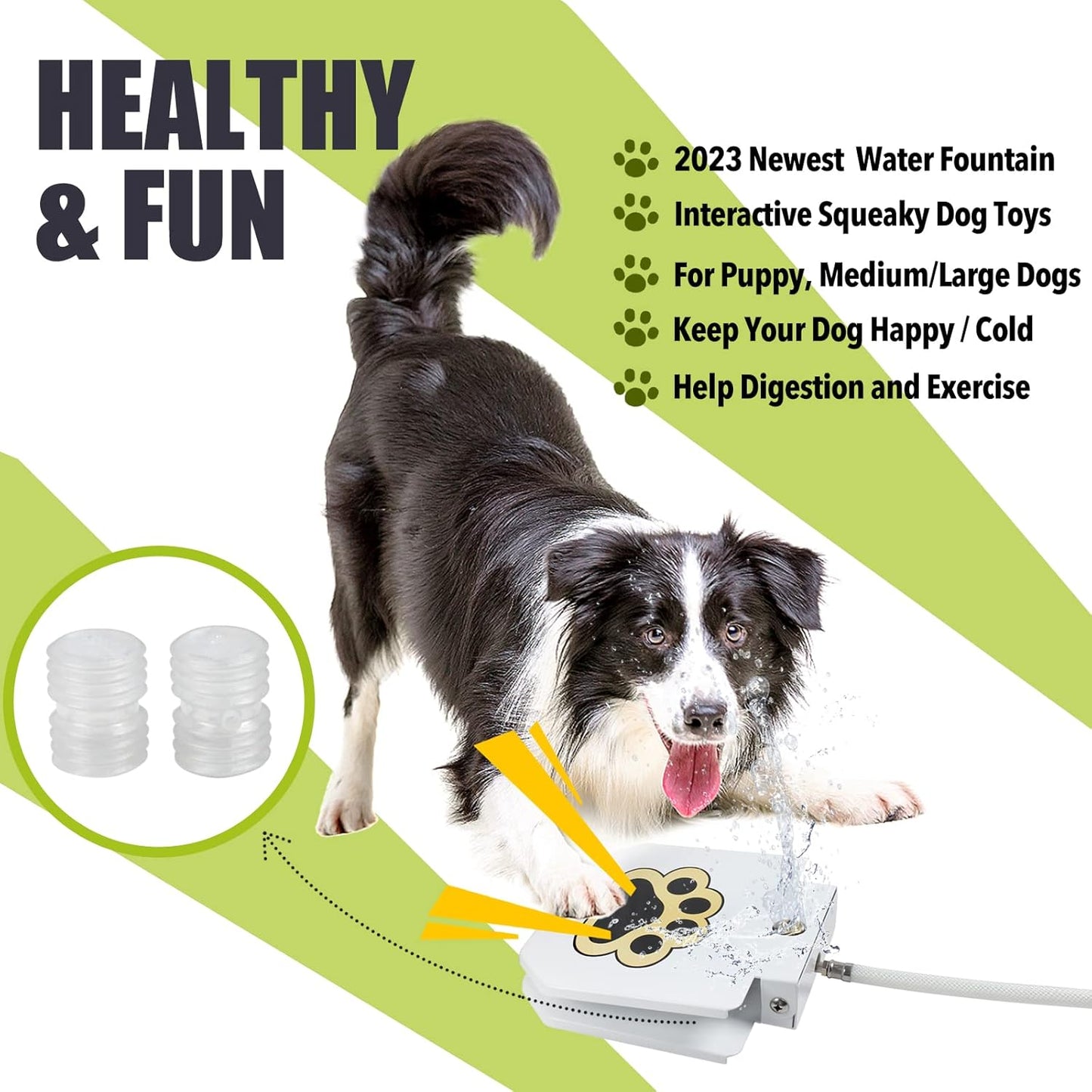 Dog Water Fountain Step On, Outdoor Dog Water Sprinkler for Large Dogs, with Upgrade Copper Valve Set, Easy to Use, Fresh Water to Drink