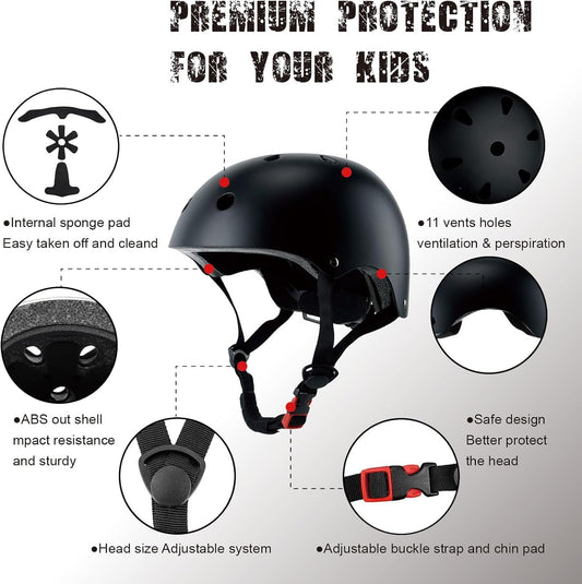 Kids Bike Helmet for Ages 3–16, Adjustable Multi-Sport Helmet for Toddler, Little Kid & Youth, Cycling, Skateboard & Scooter, CPSC & ASTM Certified, 11 Vents, Includes Drawstring Bag