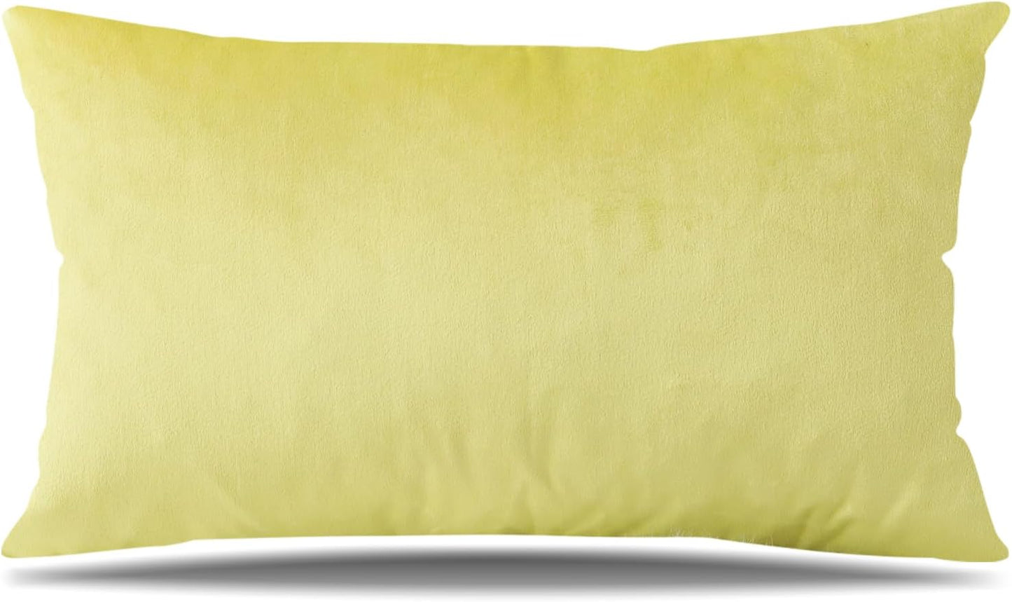 Luxury Velvet Pillow Covers Super Soft Decorative Square Throw Pillow Covers Case Cushion Covers for Sofa Couch Bedroom Car Decor 12x20 Inch Lemon Yellow