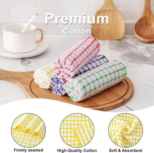 Cotton 8 Pack Terry Kitchen Dish Cloths, 12 x 12 Inches Super Soft and Absorbent Dish Rags, Quick Drying Dish Towels for Washing Dishes, Yellow