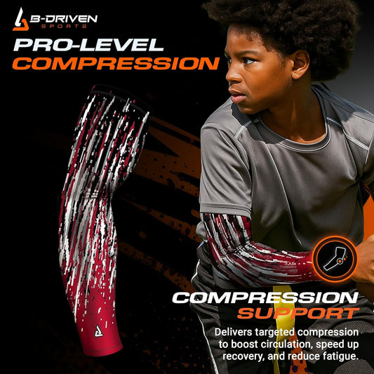 Pro Fit Compression Arm Sleeve for Men Women & Youth, Basketball Baseball Football, Single Digital Designs