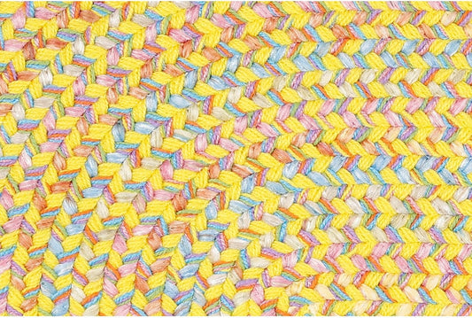 Braided Rug for Kids Room - Nursery Decor - Classroom Carpet - Made in USA - Washable - Made for Playrooms - Hipster, Yellow Multi, 4' X 6' Oval
