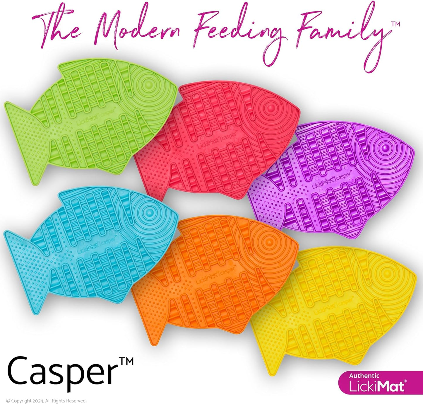 Casper, Fish-Shaped Cat Slow Feeders Lick Mat, Boredom Anxiety Reducer; Perfect for Food, Treats, Yogurt, or Peanut Butter. Fun Alternative to a Slow Feed Cat Bowl or Dish, Yellow