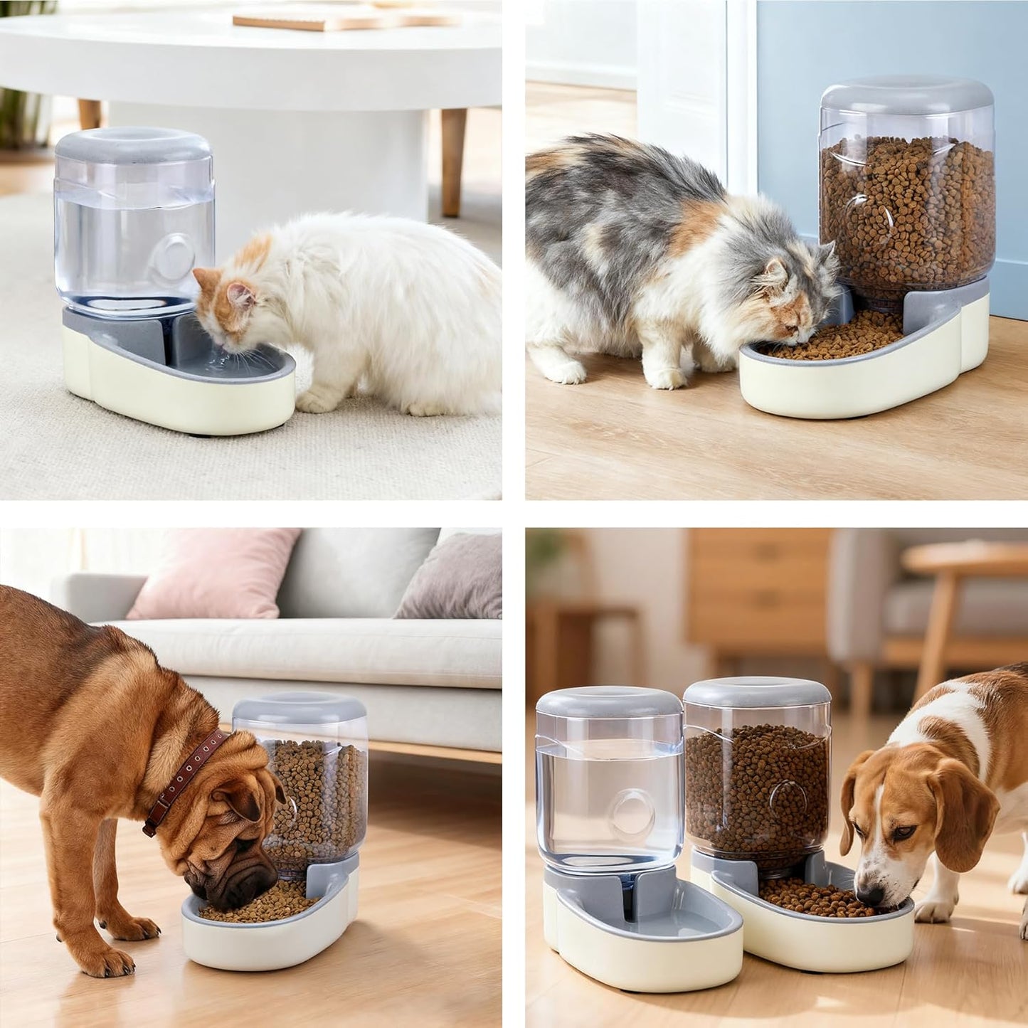 2 Pack Automatic Cat Feeder and Water Dispenser Pet Dog Gravity Feed Bowl | Automatic Cat Feeder and Water Dispenser Pet Feed Bowl Dog Gravity Food Feeder & Waterer Set for Small Medium Pup Kitty