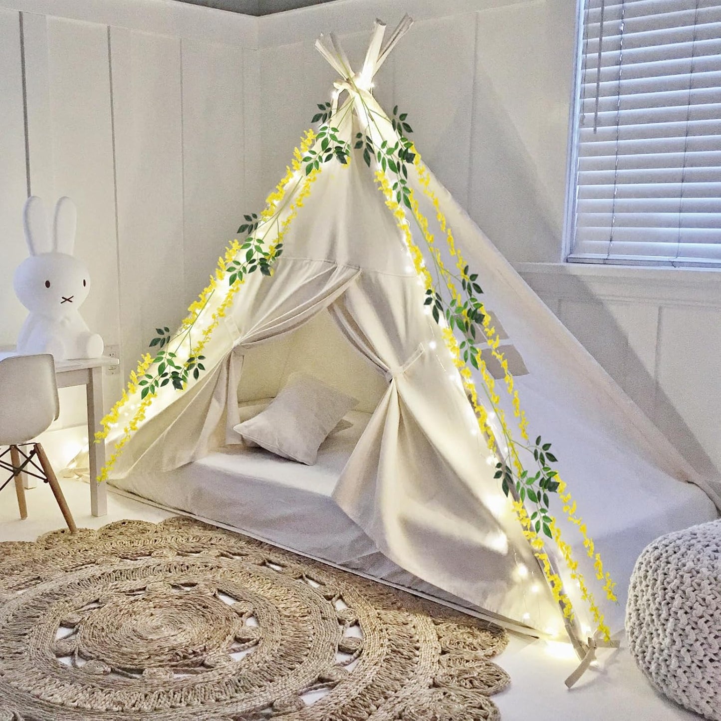 24 Pack Yellow Wisteria Hanging Flowers, 3.4 Ft Fake Hanging Flowers, Artificial Wisteria Garland Vines for Wedding Room Backdrop Outdoor Patio Garden Decoration