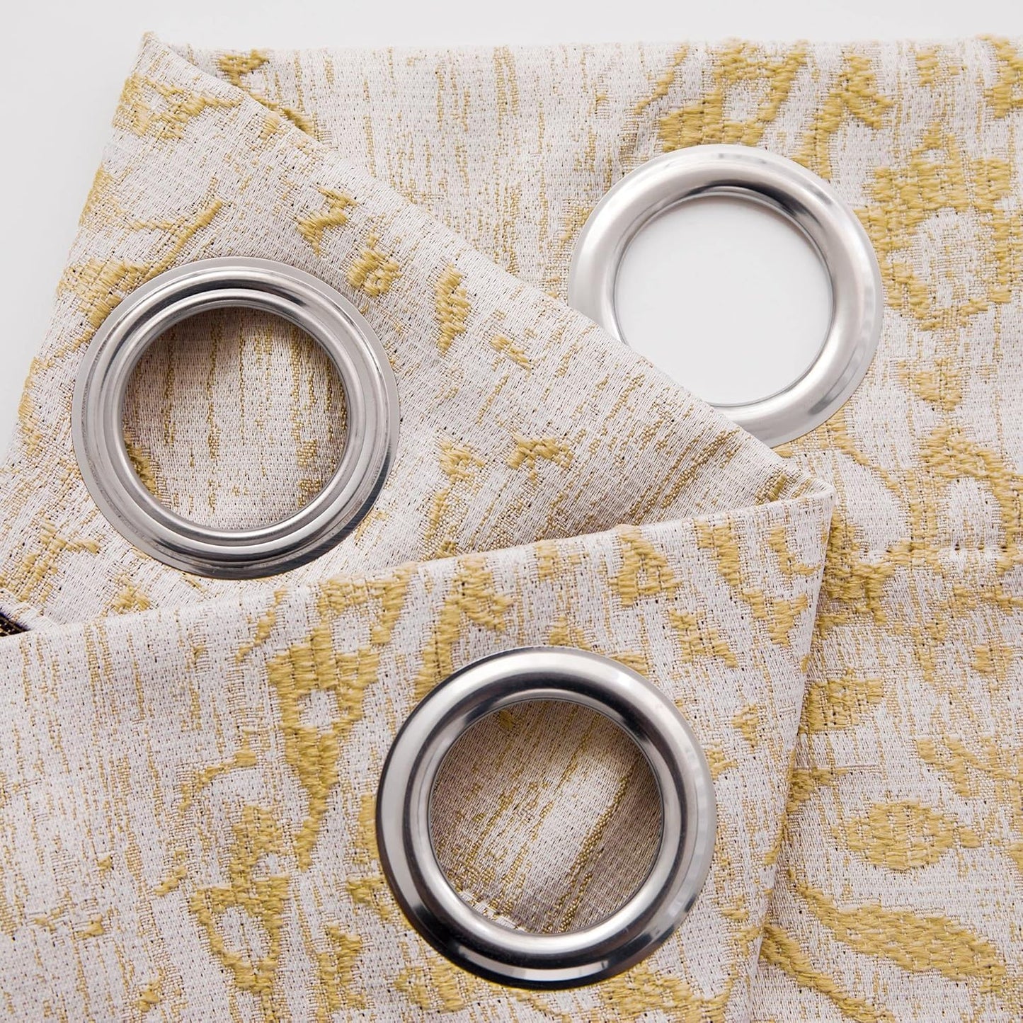 Gold Yellow Curtains 45 Inch Length Grommet Top, Kitchen 50% Blackout Short Curtain Panels for Bedroom