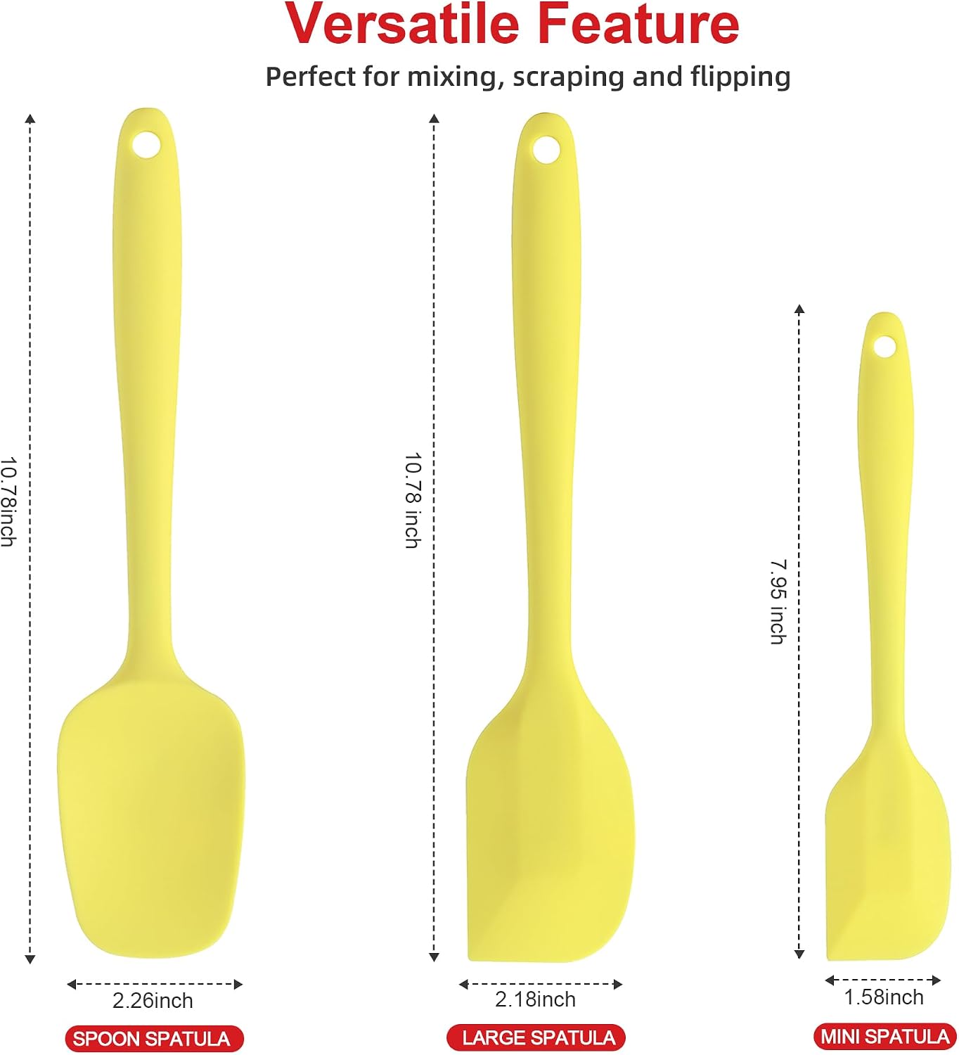 Silicone Spatula Set - Rubber Spatula - 600°F Heat Resistant Baking Spoon & Spatulas(Macaron Yellow)