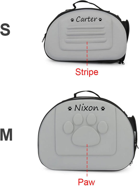 Foldable Soft Dog Carrier Kennel, Personalized Pet Carrier Custom Name and Paw Pattern Breathable Cat Carrier Shoulder Bag, Portable Pets Handbag for Cat Dog and Small Animal(M,Yellow)