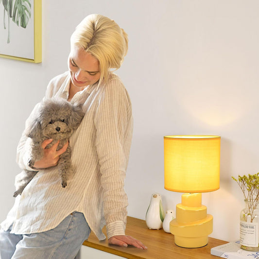Circo Small Table Lamp for Living Room as Bedside Table Lamp for Bedroom,Modern Ceramic Table Lamp,Kids Table Lamp,Night Table Lamp,Ξ¦7.09ΓH13.78IN,Bulb Excluded,Yellow Table Lamp