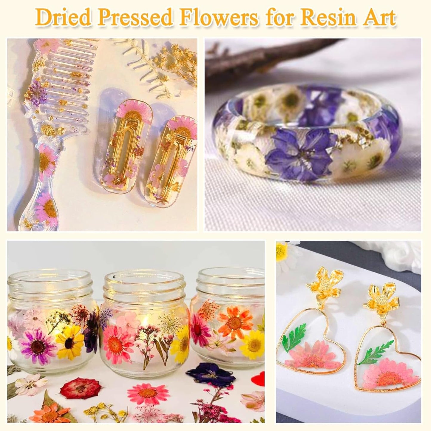 200 Pcs Small Dried Pressed Flowers Leaves for Resin Crafts, 20 Sheets | Real Dry Florals Bulk for Epoxy Molds, Candle Soap Scrapbook Bookmark Frame Making Supplies Kit, Nail Art Makeup Decor