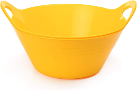 Home Plastic Bowls with Handles (1.8L Medium 2pk, Yellow)