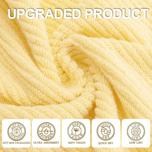 Yellow Bath Towels - 100% Cotton | Quick Dry | Light Weight | Thick | Soft, 6 Piece Towel Set, 2 Large Bath 30"x56", 2 Hand 18"x28", 2 Washcloths 13"x13", Lemon Yellow Towel Gift Set