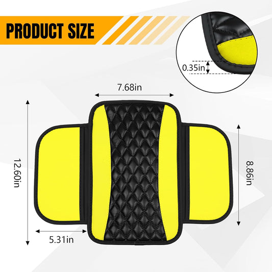 8PCS Car Accessories Set, Leather Car Steering Wheel Cover, Armrest Pad, Seat Belt Cover Pads, Gear Shift & Handbrake Covers, Cup Holder Coasters, Universal Auto Interior Accessories (Yellow)