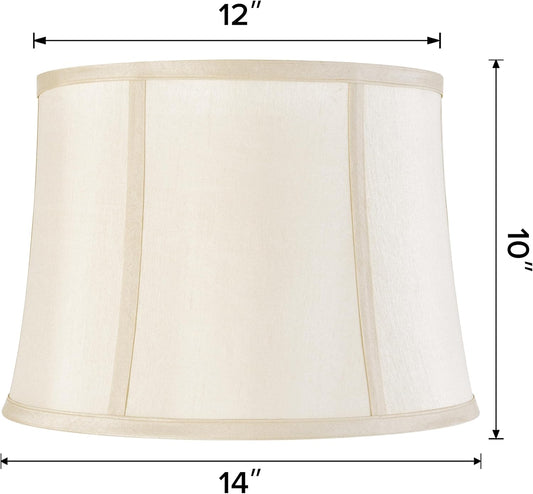 Medium Drum Lamp Shades Set of 2,12"x14"x10" Replac Lampshades Empire | 0.41" Spider Fitter,Yellowish Beige Polyester Lampshade for Table Lamps and Floor Lamp Decor Modern,Foldable Easy Assembly