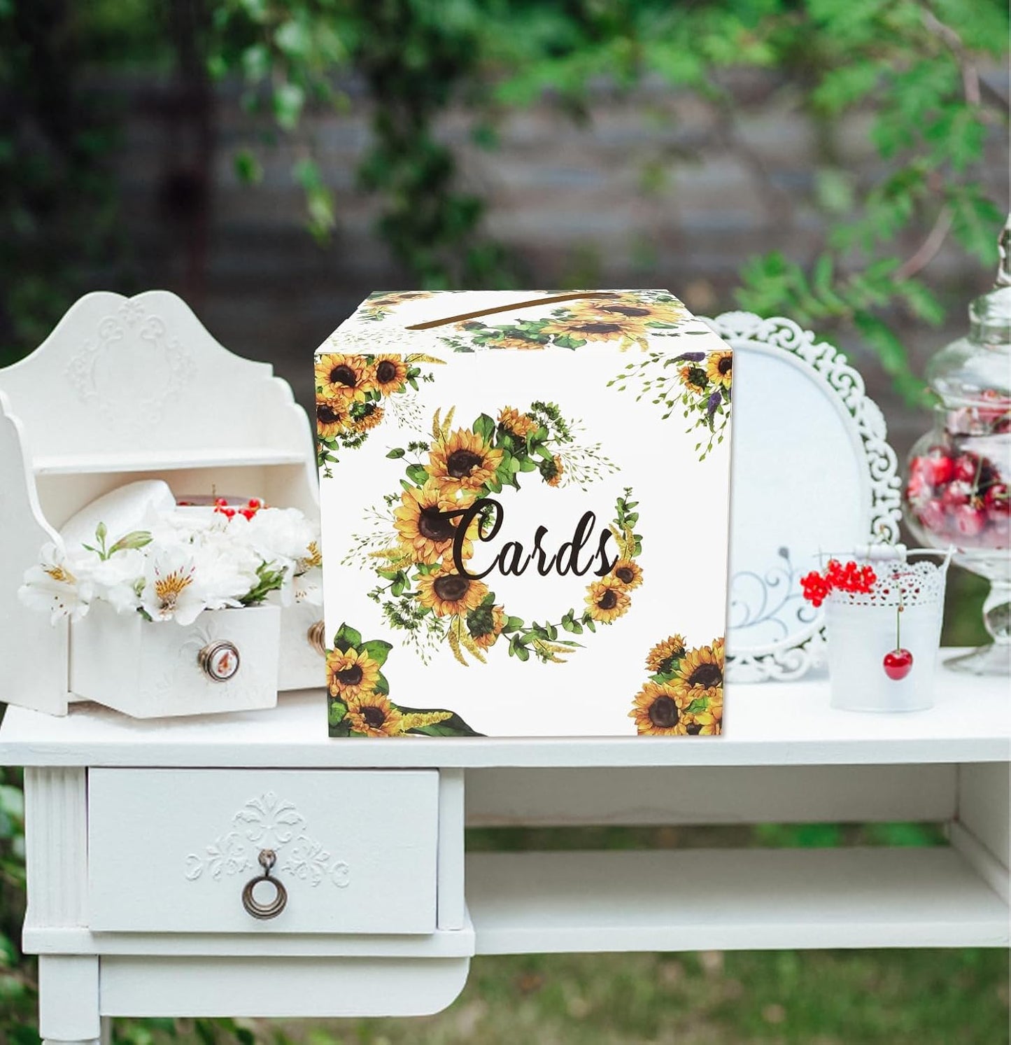 Sunflower Card Box Floral Money Box Gift Card Box Holder for Wedding Reception Birthday Baby Shower Bridal Shower Party Supplies