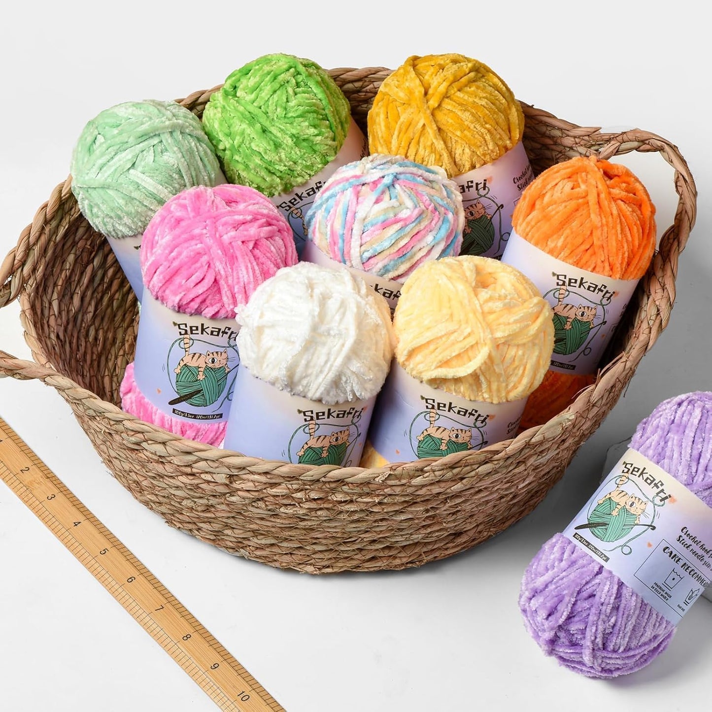 3 Pack Fuzzy Chenille Yarn for Crocheting, Velvet Baby Blanket Yarn for Crocheting, Soft Plush Yarn for Hand Knitting, (300 g/393yds) Fluffy Amigurumi Crochet Yarn (3 Greenish Yellow)